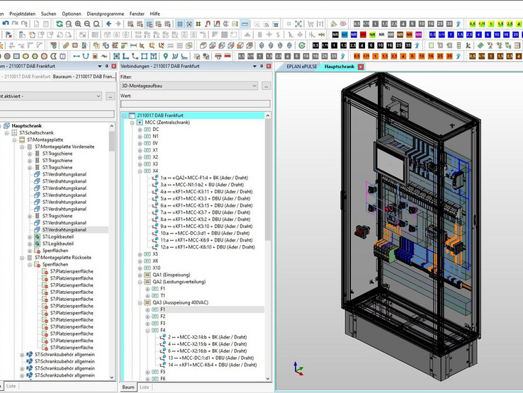 Der Schaltschrank wird auf Basis der Schaltplandaten aus EPLAN Electric P8 in EPLAN Pro Panel geplant.