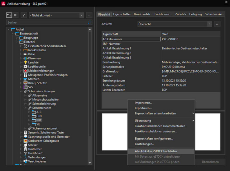 EPLAN eSTOCK - laden Sie Ihre lokalen Artikeldaten in die EPLAN Cloud